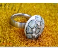 Ringtop elfenbein mit silberbraunen Dots 1