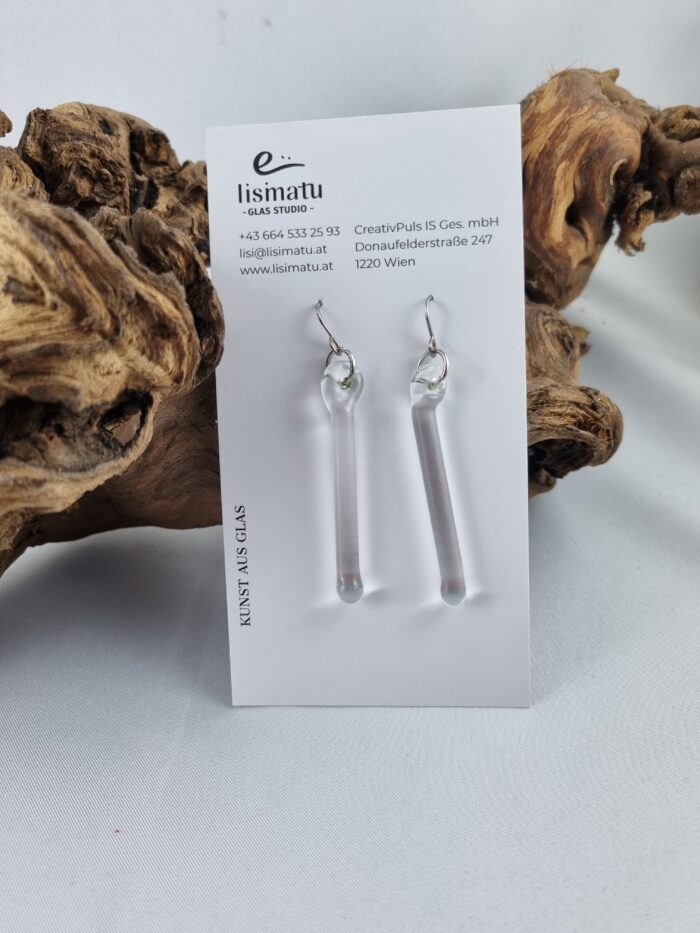 Ohrhänger Edelstahlhaken mit klarem Glasstäbchen